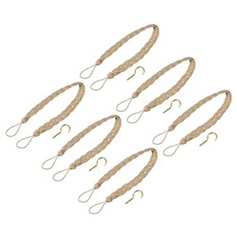 6 pc 23" Curtain Tiebacks Braid Drapery Holdback Holder with Hooks
