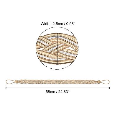 6Pcs 23" Curtain Tiebacks Braid Drapery Holdback Holder with Hooks