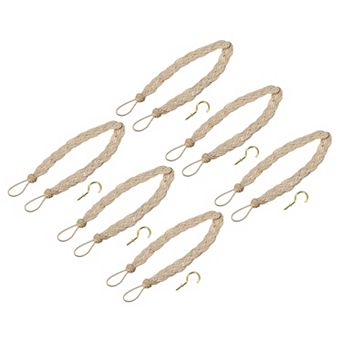 6 pc 23" Curtain Tiebacks Braid Drapery Holdback Holder with Hooks