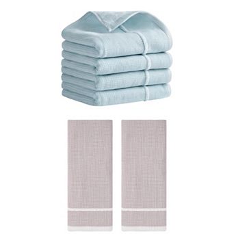 6 Pack Bathroom Striped Decorative Hand Towel Set Cotton Face Towels 14"x28"