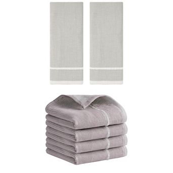 6 Pack Bathroom Striped Decorative Hand Towel Set Cotton Face Towels 14"x28"