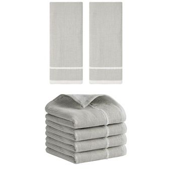 6 Pack Bathroom Striped Decorative Hand Towel Set Cotton Face Towels 14"x28"