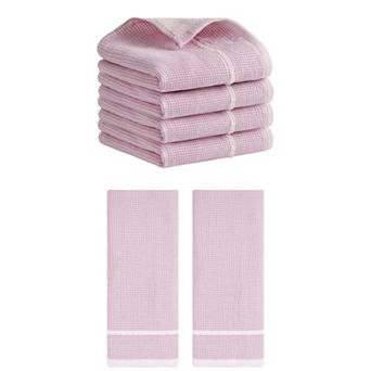 6 Pack Bathroom Striped Decorative Hand Towel Set Cotton Face Towels 14"x28"