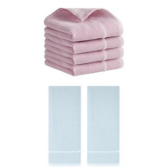 6 Pack Bathroom Striped Decorative Hand Towel Set Cotton Face Towels 14"x28"