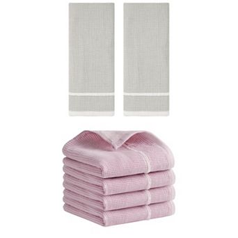 6 Pack Bathroom Striped Decorative Hand Towel Set Cotton Face Towels 14"x28"