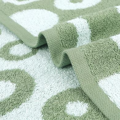 4 Pack Cute Round Geometric Pattern Hand Towels, Comfortable Highly Absorbent Bathroom Towel 14"x28"