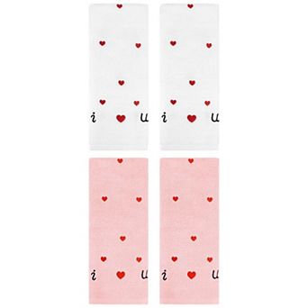 4 Pack Cotton Hand Towels Letter Heart Love Pattern Bathroom Decorative Absorbent Towel Set 13"x29"