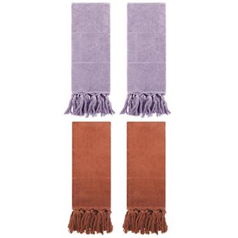 4 Pack Decorative Turkish Hand Towels, Cotton Absorbent Soft Bath Towel Set 14"x30"