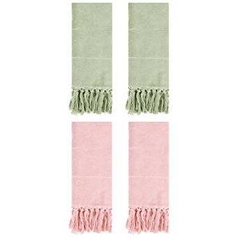 4 Pack Decorative Turkish Hand Towels, Cotton Absorbent Soft Bath Towel Set 14"x30"