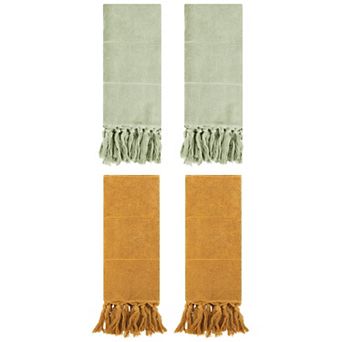 4 Pack Decorative Turkish Hand Towels, Cotton Absorbent Soft Bath Towel Set 14"x30"