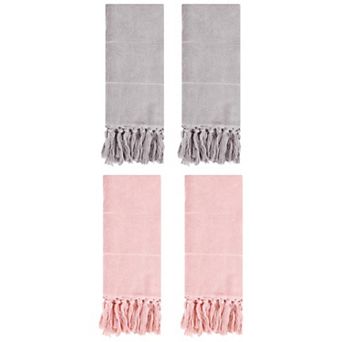 4 Pack Decorative Turkish Hand Towels, Cotton Absorbent Soft Bath Towel Set 14"x30"