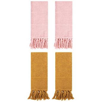 4 Pack Decorative Turkish Hand Towels, Cotton Absorbent Soft Bath Towel Set 14"x30"