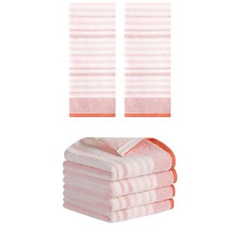 6 Pack Striped Pattern Hand Towels 13"x27" Cotton Soft Absorbent Hand Towel