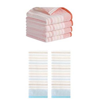 6 Pack Striped Pattern Hand Towels 13"x27" Cotton Soft Absorbent Hand Towel