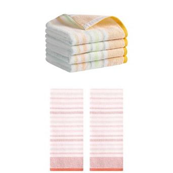 6 Pack Striped Pattern Hand Towels 13"x27" Cotton Soft Absorbent Hand Towel