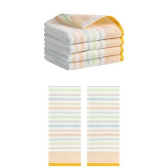 6 Pack Striped Pattern Hand Towels 13"x27" Cotton Soft Absorbent Hand Towel