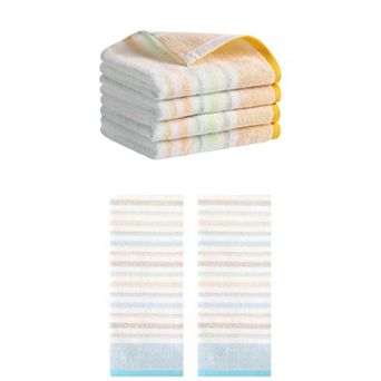 6 Pack Striped Pattern Hand Towels 13"x27" Cotton Soft Absorbent Hand Towel