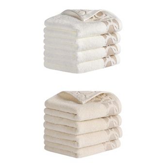 8 Pack Cotton Jacquard Hand Towels, 13"x29" Home Soft Absorbent Hand Towel for Bathroom