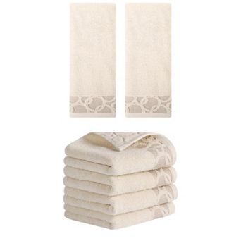 6 Pack Cotton Jacquard Hand Towels, 13"x29" Home Soft Absorbent Hand Towel for Bathroom