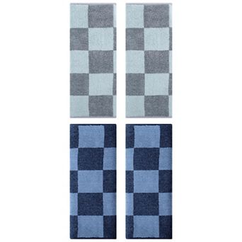 4 Pack Bathroom Checkered Decorative Hand Towel Set 14"x28", Cotton Soft Absorbent Face Towels