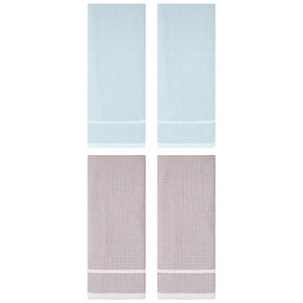 4 Pack Bathroom Striped Decorative Hand Towel Set Cotton Face Towels 14"x28"