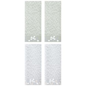 4 Pack Floral Embroidered Hand Towels, Pure Cotton Soft Absorbent Towel Set for Home Decor 14"x28"