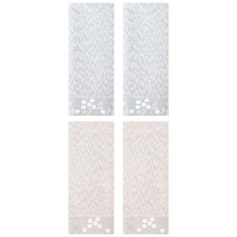 4 Pack Floral Embroidered Hand Towels, Pure Cotton Soft Absorbent Towel Set for Home Decor 14"x28"