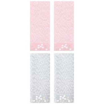 4 Pack Floral Embroidered Hand Towels, Pure Cotton Soft Absorbent Towel Set for Home Decor 14"x28"