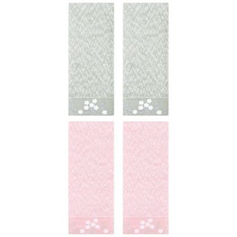 4 Pack Floral Embroidered Hand Towels, Pure Cotton Soft Absorbent Towel Set for Home Decor 14"x28"