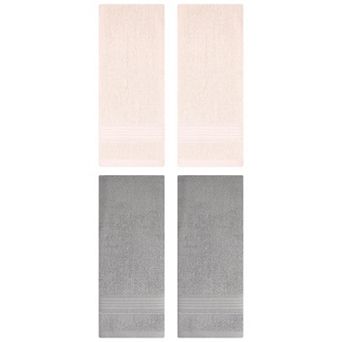 4 Pack Solid Striped Hand Towel Set 13"x29" Cotton Soft Absorbent Towels