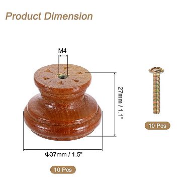 10pcs Wooden Knobs, 37mm Round Cabinet Knobs Single Hole Pull Handles