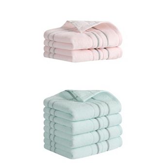 6 Pack Striped Cotton Hand Towels for Bathroom, 13"x29" Soft Absorbent Hand Towel