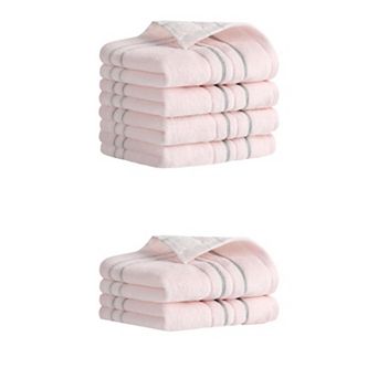 6 Pack Striped Cotton Hand Towels for Bathroom, 13"x29" Soft Absorbent Hand Towel