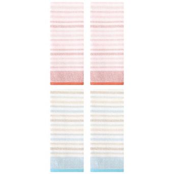 4 Pack Striped Pattern Hand Towels 13"x27" Cotton Soft Absorbent Hand Towel