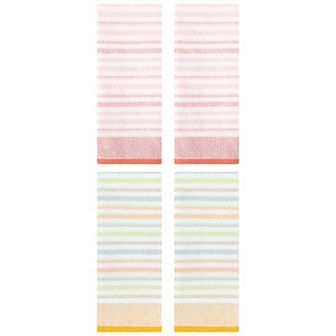 4 Pack Striped Pattern Hand Towels 13"x27" Cotton Soft Absorbent Hand Towel