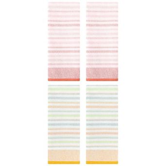 4 Pack Striped Pattern Hand Towels 13"x27" Cotton Soft Absorbent Hand Towel