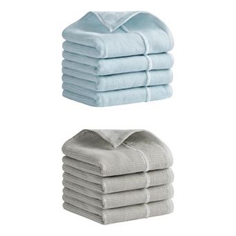 8 Pack Bathroom Striped Decorative Hand Towel Set Cotton Face Towels 14"x28"