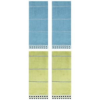 4 Pack Striped Checked Hand Towels, Absorbent Soft Decorative Towel 14"x30"