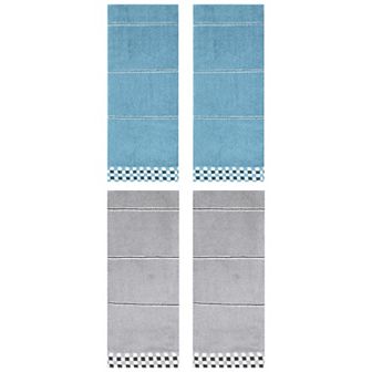 4 Pack Striped Checked Hand Towels, Absorbent Soft Decorative Towel 14"x30"