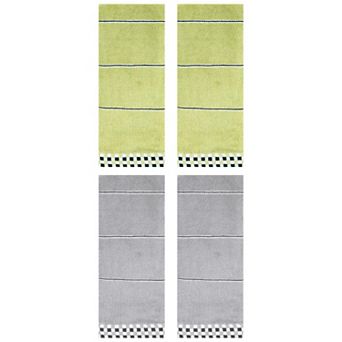 4 Pack Striped Checked Hand Towels, Absorbent Soft Decorative Towel 14"x30"