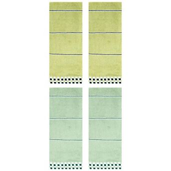 4 Pack Striped Checked Hand Towels, Absorbent Soft Decorative Towel 14"x30"