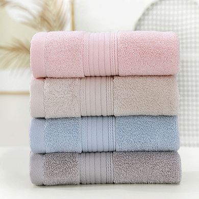 8 Pack Solid Striped Hand Towel Set 13"x29" Cotton Soft Absorbent Towels
