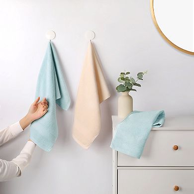 8 Pack Solid Striped Hand Towel Set 13"x29" Cotton Soft Absorbent Towels