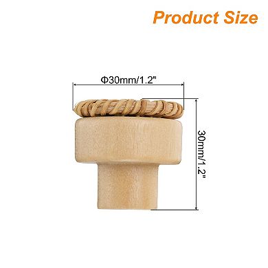3pcs Rattan Knobs Round Wooden Dresser Knob with Screws