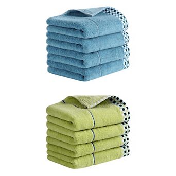8 Pack Striped Checked Hand Towels, Absorbent Soft Decorative Towel 14"x30"