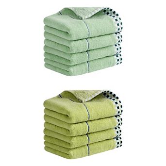 8 Pack Striped Checked Hand Towels, Absorbent Soft Decorative Towel 14"x30"
