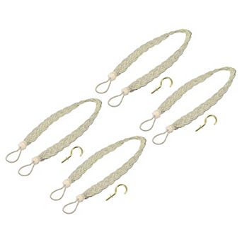 4 pc 23" Curtain Tiebacks Braid Drapery Holdback Holder with Hooks