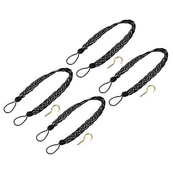 4 pc 23" Curtain Tiebacks Braid Drapery Holdback Holder with Hooks