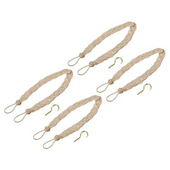 4 pc 23" Curtain Tiebacks Braid Drapery Holdback Holder with Hooks