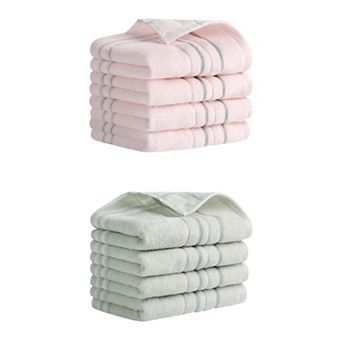8 Pack Striped Cotton Hand Towels for Bathroom, 13"x29" Soft Absorbent Hand Towel